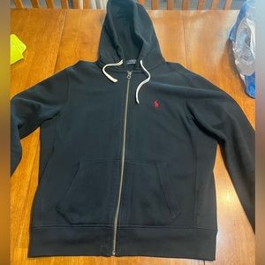 polo ralph lauren large black polo zip up hoodie